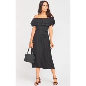 Show Me Your MuMu Black Off-Shoulder Midi Dress